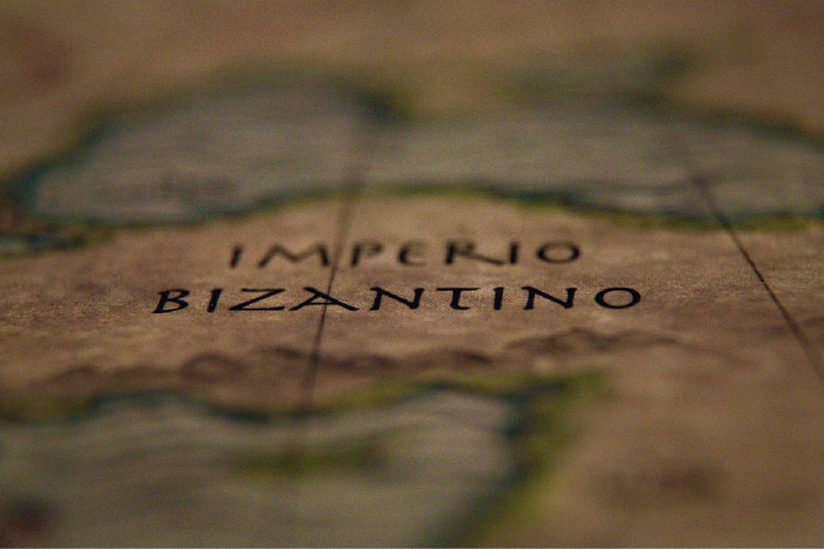 Antique map with the writing “IMPERIO BIZANTINO”